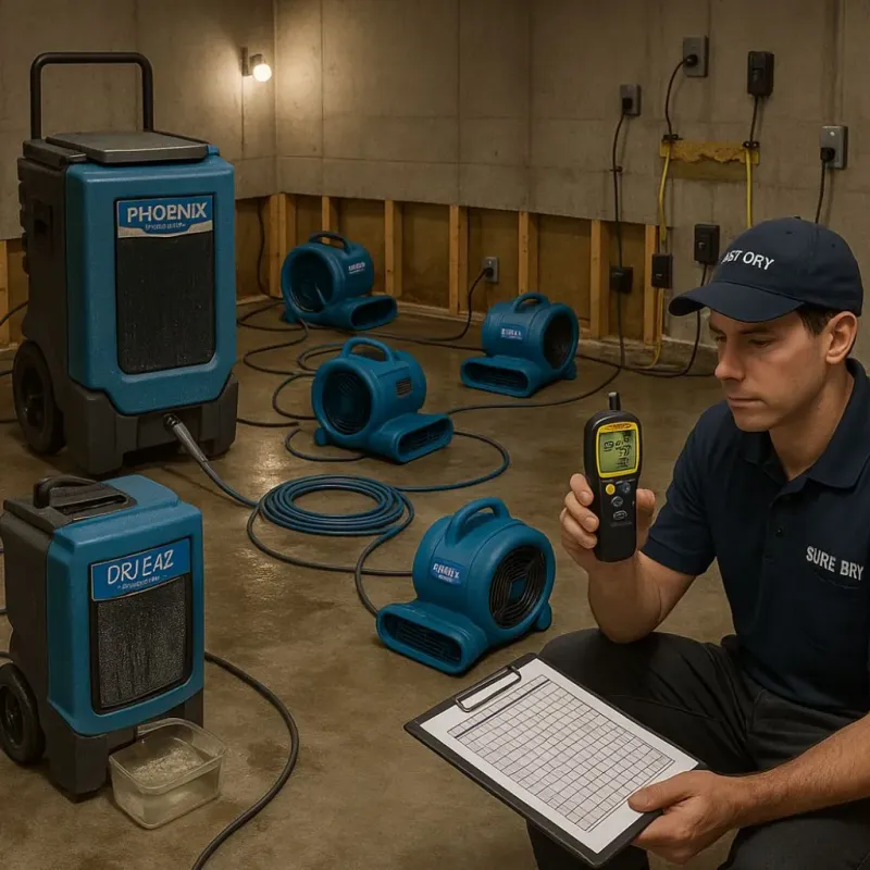 Structural Drying and Dehumidification process in Kissee Mills, MO
